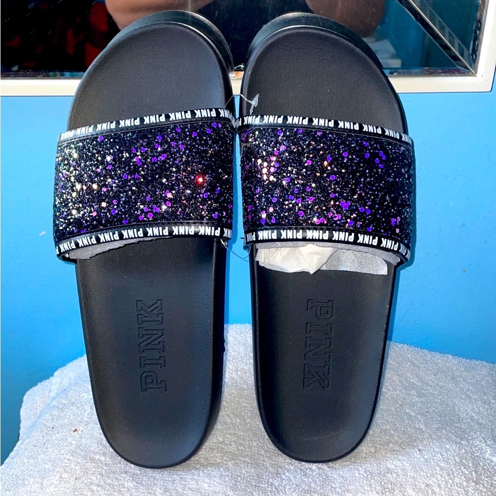 Victoria Secret Pink Sparkling Slides LG